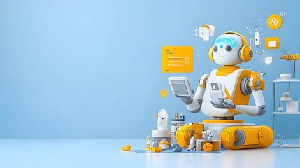Fototapete - Innovative AI powered virtual assistant concept featuring an intuitive and visually appealing user interface design for seamless communication information access