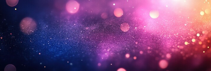 Poster - Colorful abstract background with sparkling dust in shades of blue, pink, and gold at night. Generative AI