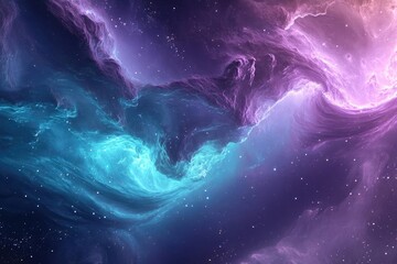 Canvas Print - a surreal cosmic nebula in soft lavender and teal ethereal swirls with diamond dust