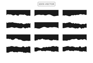 Collection of border, divider shapes, banners with jagged edge vector