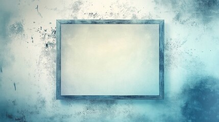 Fototapete - Empty frame on textured blue wall with faded paint offering artistic potential for creative expression and decoration possibilities. Generative AI