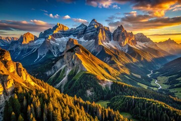 Wall Mural - Majestic Mountain Peaks: Aerial Drone View of Rugged Landscape