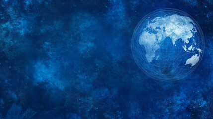Wall Mural - earth in space with blue cosmic background