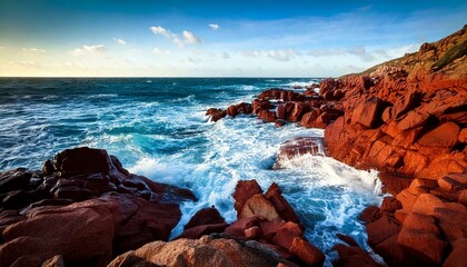 Wall Mural - coastline with crashing waves 