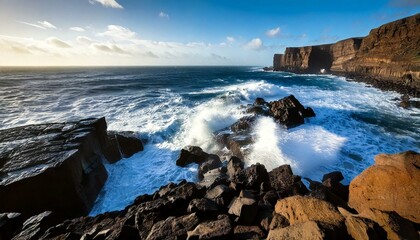 Wall Mural - coastline with crashing waves 