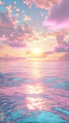 Wall Mural - Pastel sunset over calm ocean.