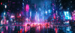 © sultan - Futuristic City with Red Neon Lights Generated image