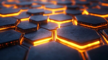 Abstract Hexagonal Pattern Illuminated With Orange Light