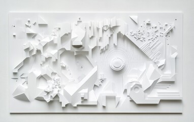 Fototapete - Abstract white 3D geometric art.