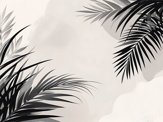 Wall Mural - Monochrome Palm Fronds Abstract Art Background Design