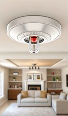 fire sprinkler system installed in a residential home interior for safety and protection. generative