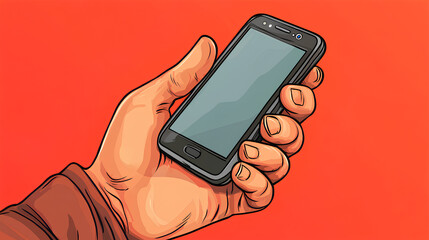 hand holding mobile phone 