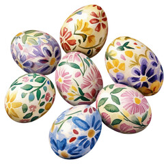 Wall Mural - PNG Easter eggs hand-painted spring illustration.