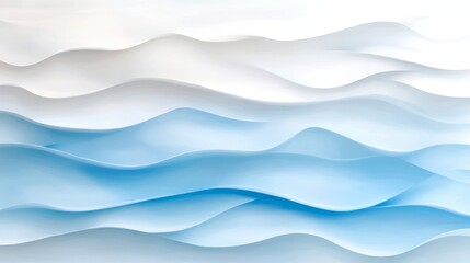 Wall Mural - Abstract blue and white wave pattern, digital art, serene background, website design element
