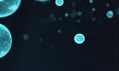 Wall Mural - Abstract blue particles, dark background, digital art, website banner