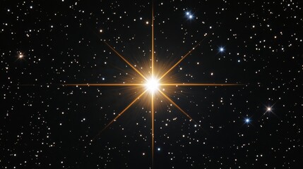 Wall Mural - Bright star shining in the dark space with lens flare