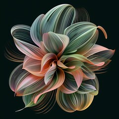 there is a digital painting of a flower on a black background