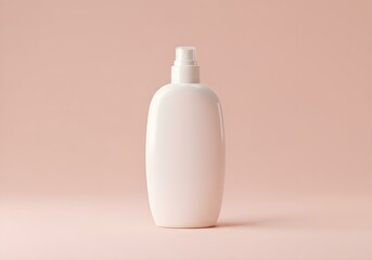 Elegant White Spray Bottle Mockup on Blush Pink Background: Minimalist Product Shot 