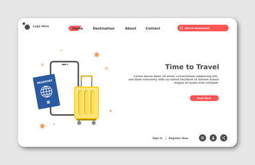 Wall Mural - travel website landing page. graphical user interface for website page