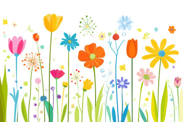 Sticker - PNG Various flowers in spring art illustration colorful.