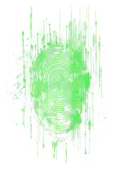 Wall Mural - png neon biometrics frame green fingerprint futuristic.