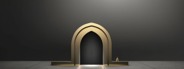 Wall Mural - Elegant Golden Archway Entrance Minimalist Design Background for Ramadan Islamic Celebration