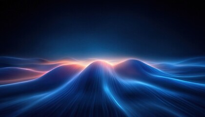 Abstract Minimalist Landscape with Blue Waves and Soft Light