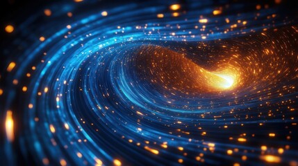 Futuristic Digital Tunnel of Flowing Light Abstract Technology Data Visualization