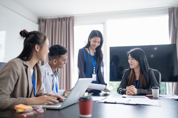 Wall Mural - Diversity Woman leadership asian business people training Teamwork meeting asian employees working together colleagues