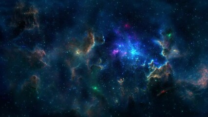 Wall Mural - A voyage through space with a bright star in the middle of nebula.