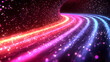 © Moddy - Cosmic Trails: Vivid trails of light swirl through a dark, cosmic landscape.  A symphony of  glowing energy, an abstract representation of time and space, energy and movement.