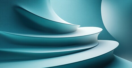 Minimalist 3D Abstract Background with Smooth Curves and Teal Gradients for Modern Business Designs