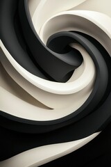 Wall Mural - Abstract Swirling Black and White Curves Design