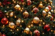 © Donna - Beautifully Decorated Christmas Tree with Gold and Red Ornaments and Warm Fairy Lights
