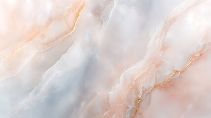 Canvas Print - Close-up of elegant, pale pink and white marble texture with subtle gold veins.