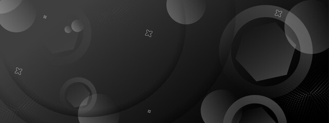 black overlapping shapes on dark gradient abstract background useful for modern presentations, technology designs, and website banners
