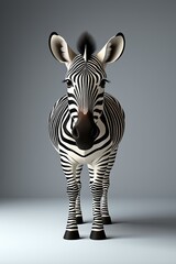 Wall Mural - zebra standing in front of a gray background with a black and white stripe