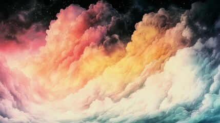 Wall Mural - Dreamy pastel cloudscape at night.  Soft colors and textures create a surreal atmosphere.