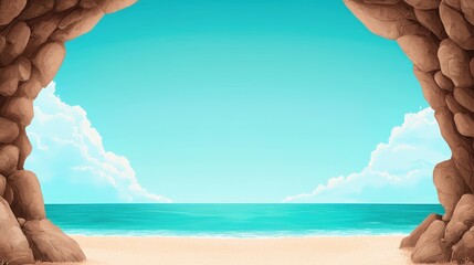 Wall Mural - serene beach view from rocky archway