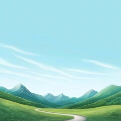 Wall Mural - Serene Green Mountains Under Clear Blue Sky