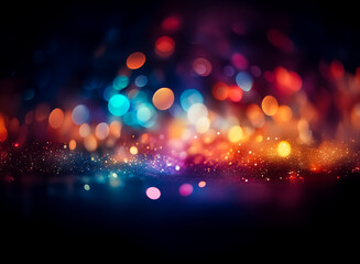 Wall Mural - vibrant bokeh lights illuminate a dark scene, creating a magical, glittering effect. sparkles and co