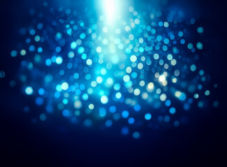Wall Mural - a vibrant blue bokeh effect, creating an ethereal, luminous glow. the light source appears from abov