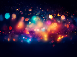 Wall Mural - vibrant bokeh lights illuminate a dark background, creating a magical, dreamy atmosphere with sparkl