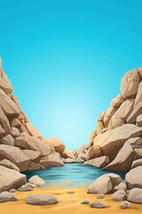 Wall Mural - serene rocky canyon with calm water and clear sky