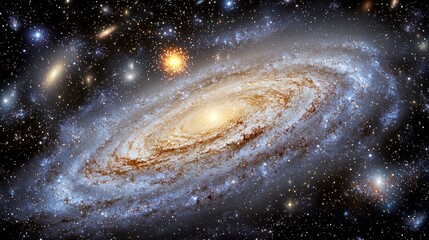 Wall Mural - cosmic canvas: a breathtaking view of a spiral galaxy swirling amidst a sea of stars and cosmic dust