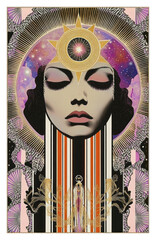 Wall Mural - png a gothic vector illustration of an isolated tarot card art background celestial.