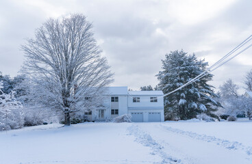 Wall Mural - Winter house after snow storm  