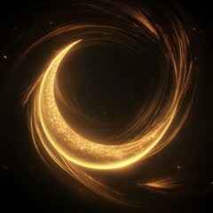 Poster - Golden Crescent Moon Sparkle in Dark Night Sky