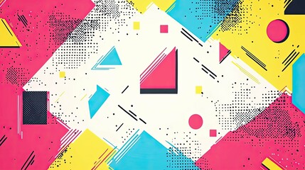 Wall Mural - vibrant geometric abstract art: bold colors, retro shapes, modern design. perfect for prints, wallpa