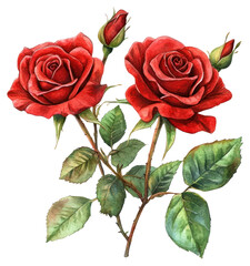 Poster - PNG Red roses illustration watercolor vibrant.